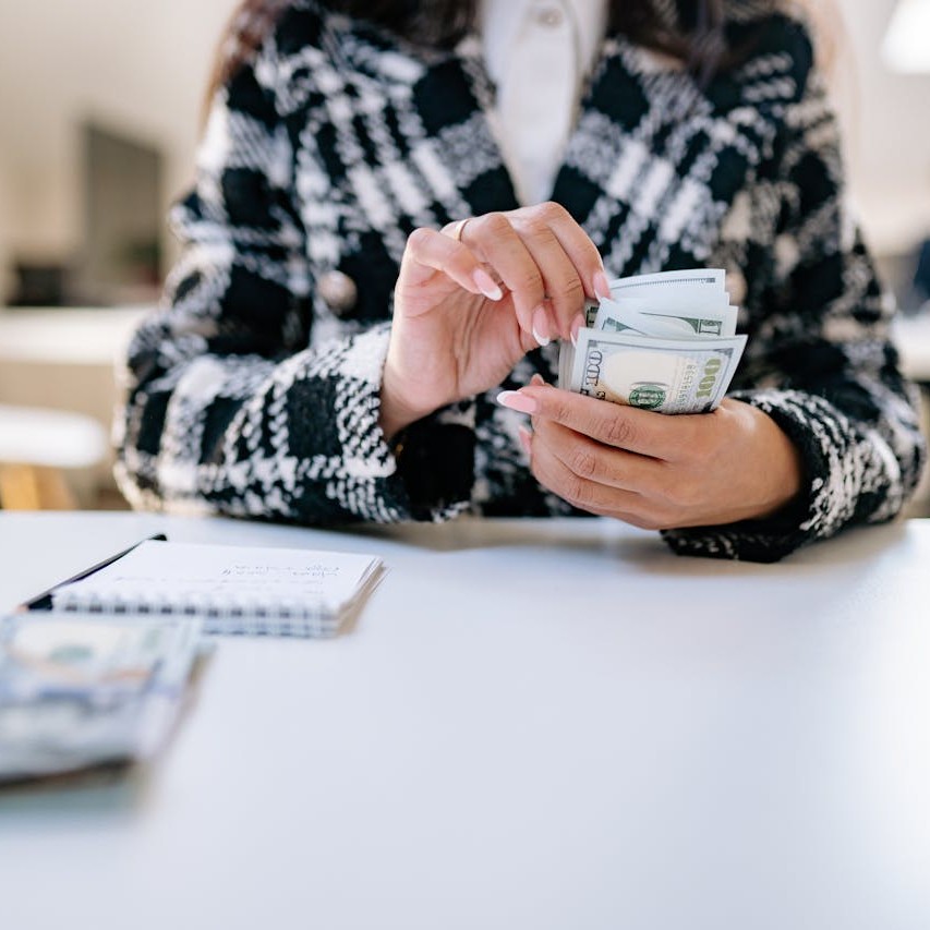 A person counting money